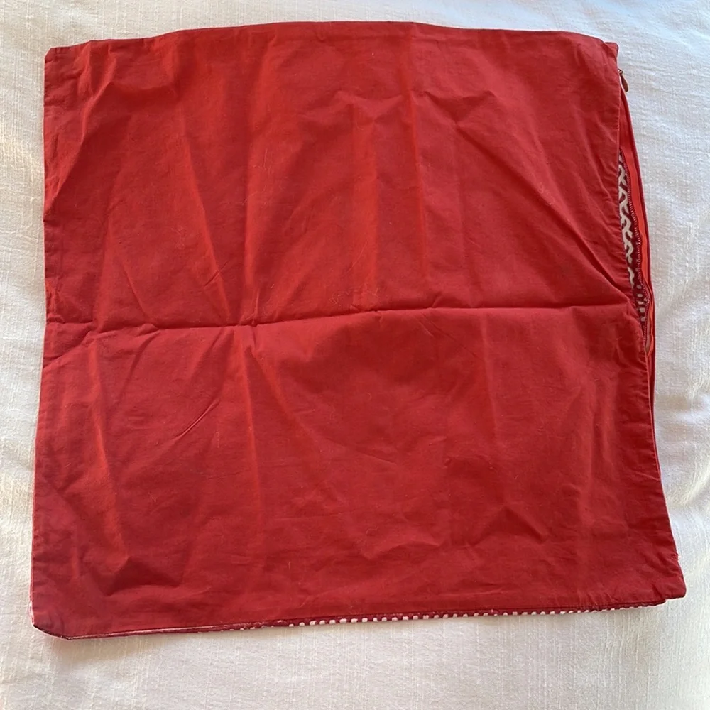 Handmade 100% Cotton red & white Pillow Cover